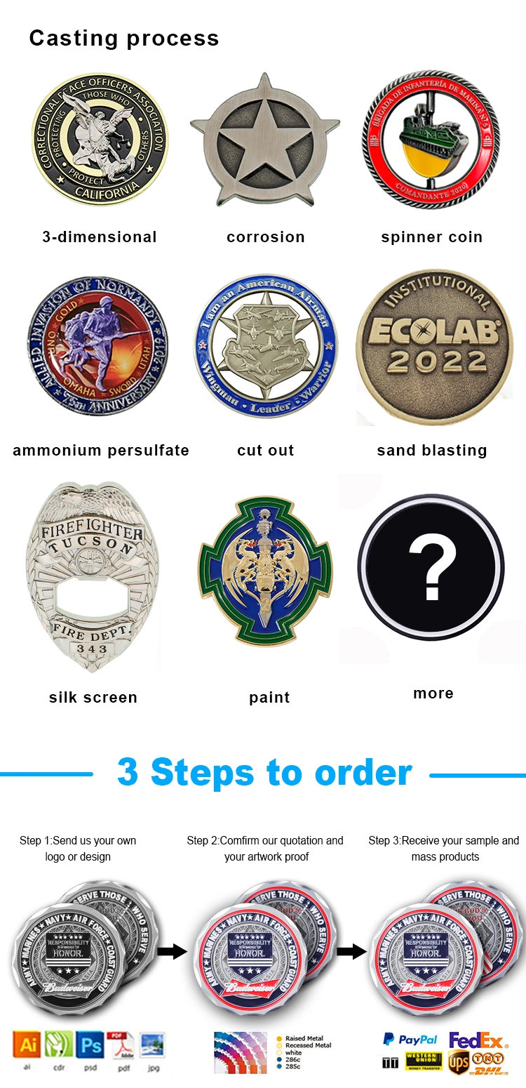 Promotional High Quality Custom 3D Soft Enamel Coloring Commemorative Military Challenge Souvenir Gift Coin
